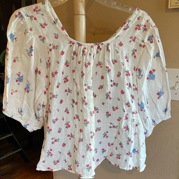 Free People White Floral Blouse - Picture 2 of 7